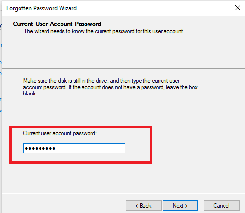 Provide current Windows Password 