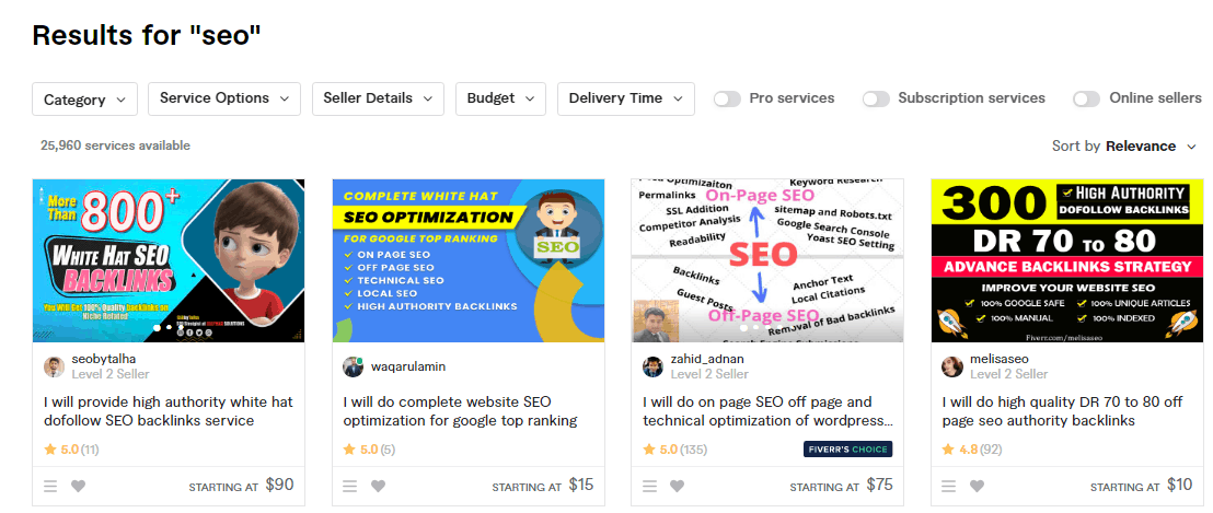 SEO Services on Fiverr